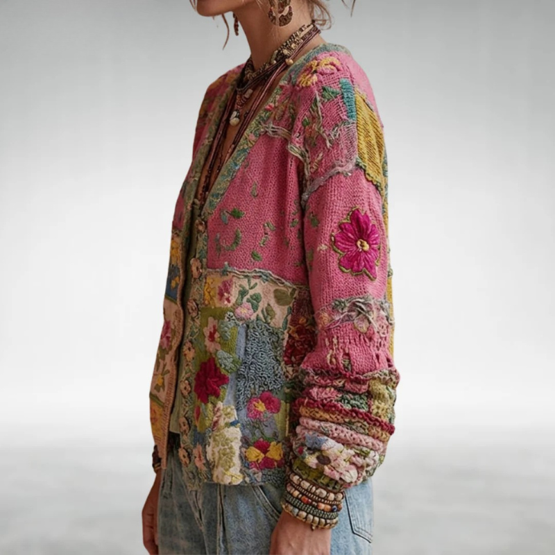 Milla | Patchwork Floral Knit Cardigan