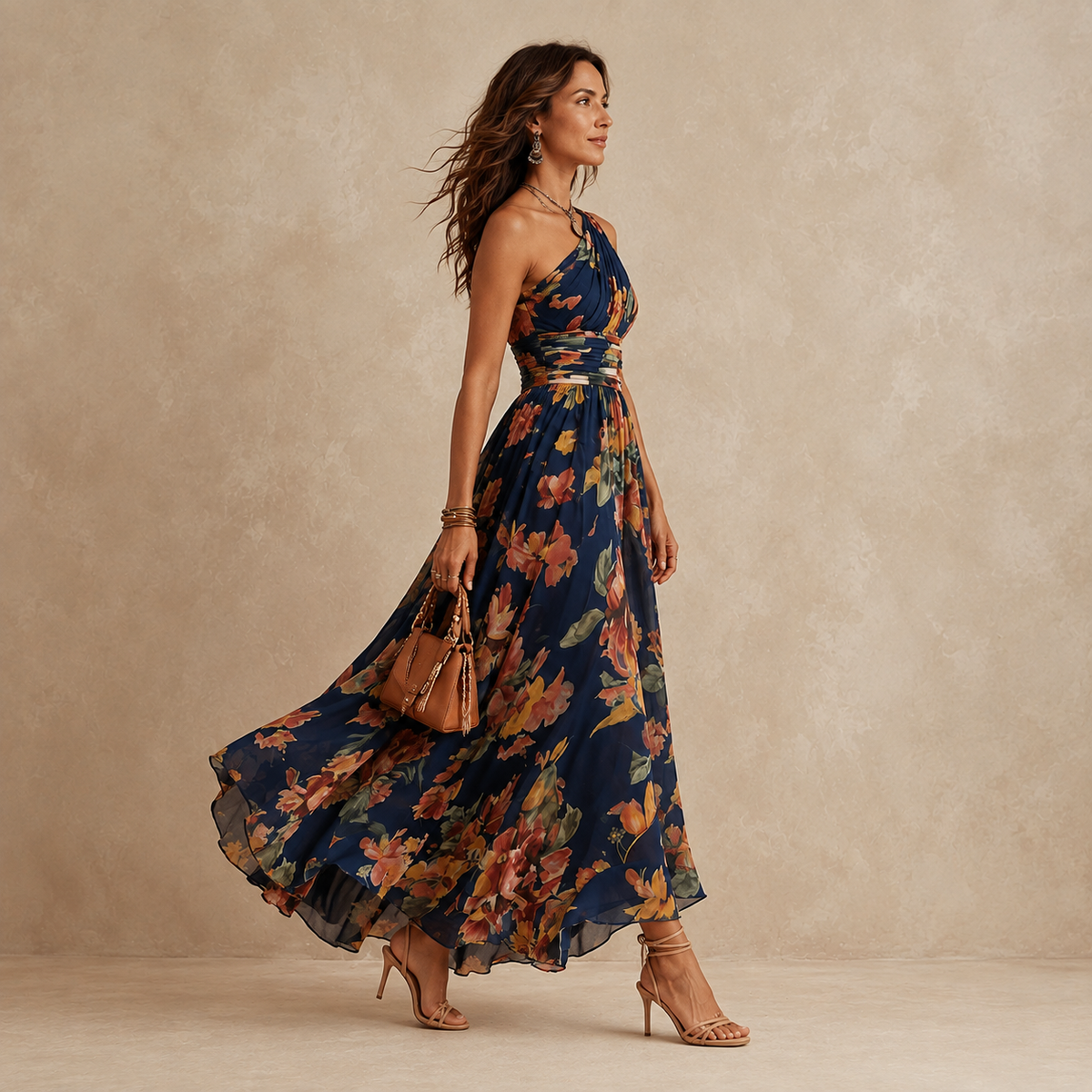 Celeste | Graceful Floral Draped Maxi Dress