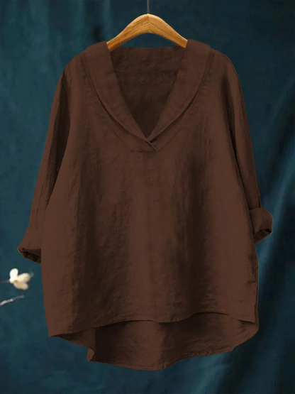 Phoebe | Casual Roll-Sleeve V-Neck Blouse