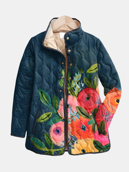 Lottie | Hand-Painted Floral Quilted Jacket