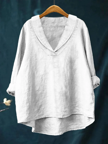 Phoebe | Casual Roll-Sleeve V-Neck Blouse