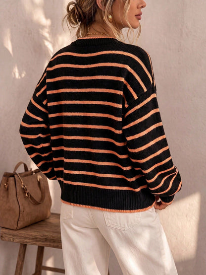 Eliza | Striped Knit Cardigan For Women