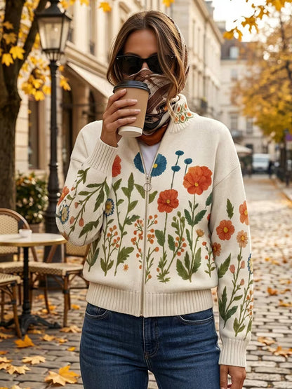 Wrenna™ | Botanical Bloom Zip Cardigan