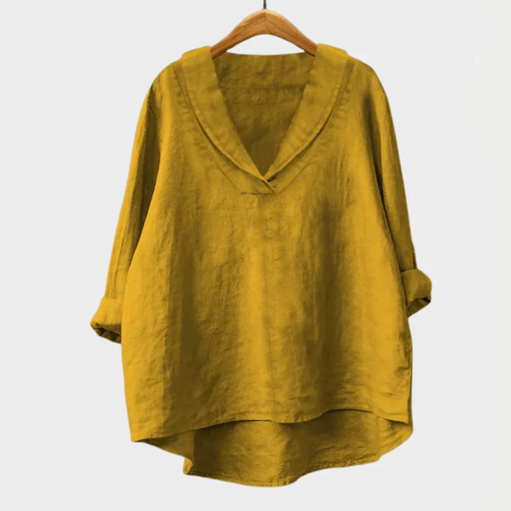 Phoebe | Casual Roll-Sleeve V-Neck Blouse