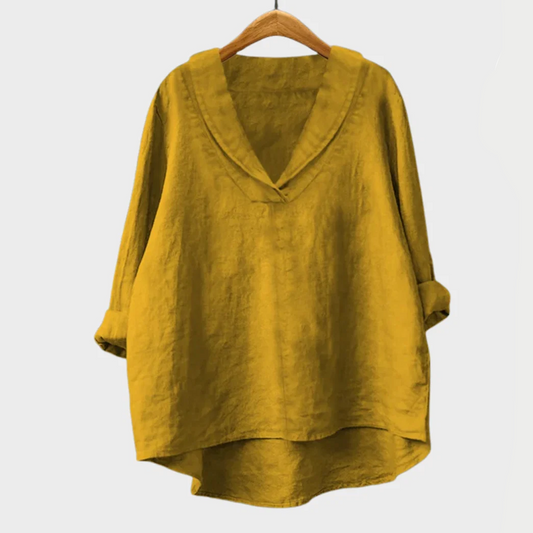 Phoebe | Casual Roll-Sleeve V-Neck Blouse