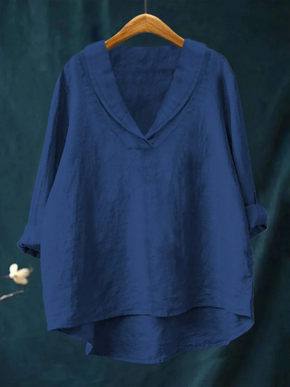 Phoebe | Casual Roll-Sleeve V-Neck Blouse