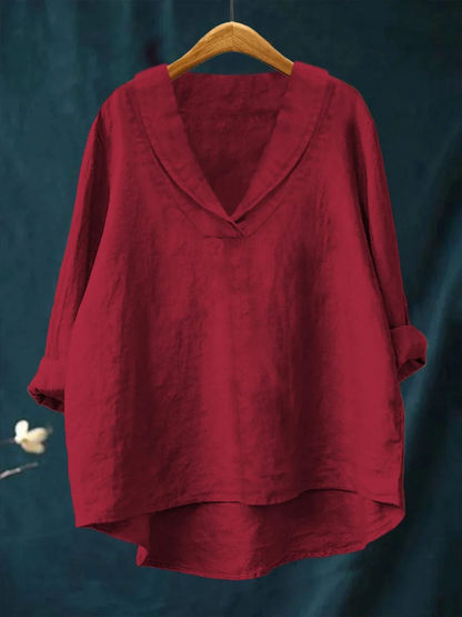 Phoebe | Casual Roll-Sleeve V-Neck Blouse