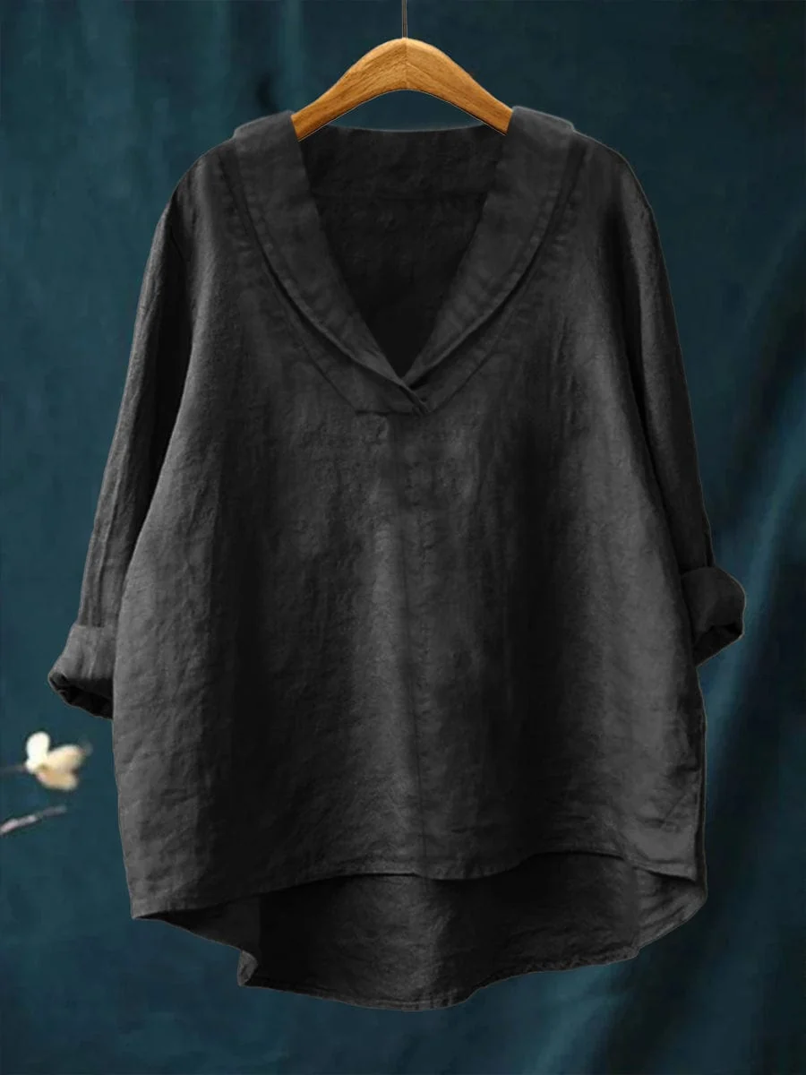 Phoebe | Casual Roll-Sleeve V-Neck Blouse
