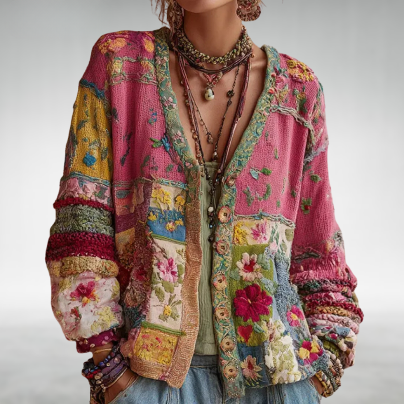 Milla | Patchwork Floral Knit Cardigan