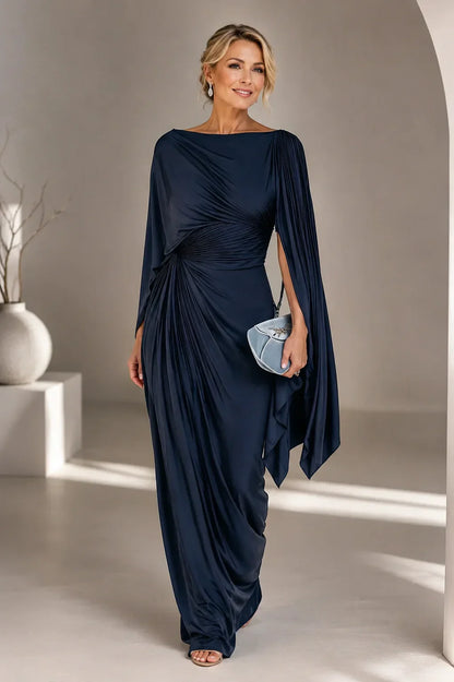 Lyssa | Elegant Draped Cape Sleeve Maxi Dress