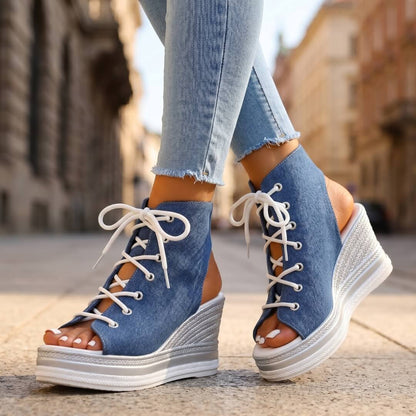 Camille | Effortless Chic Lace-Up Wedge Sandals