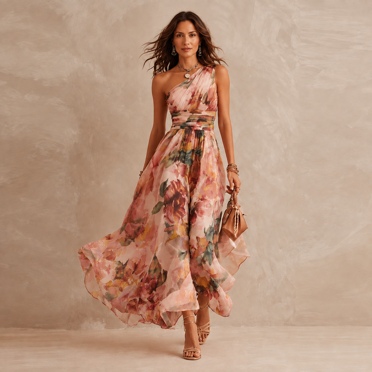 Celeste | Graceful Floral Draped Maxi Dress