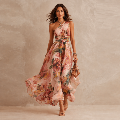 Celeste | Graceful Floral Draped Maxi Dress