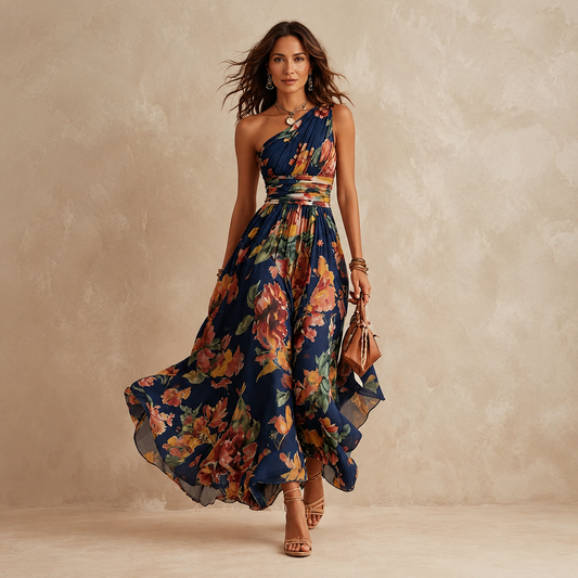 Celeste | Graceful Floral Draped Maxi Dress