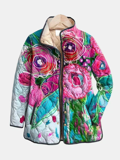 Felicity | Floral Watercolor Quilted Jacket