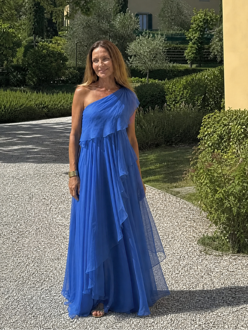 Ela | Elegant One-Shoulder Ruffle Maxi Dress