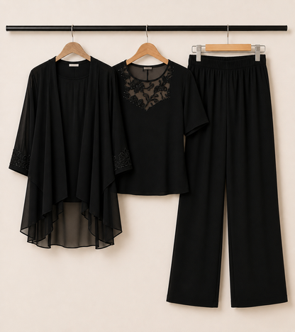 Elise™ | Elegant Lace Three-Piece Pant Set