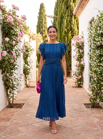 Rosa™ | Pleated Flutter Sleeve Midi Dress
