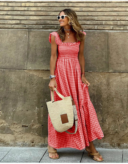 Lyra™ | Smocked Gingham Maxi Dress