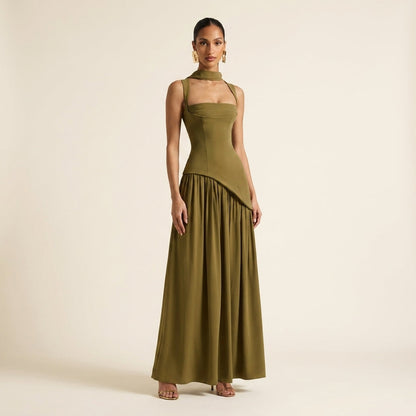 Tullulah™ | Elegant Lace-Up Back Corset Maxi Dress