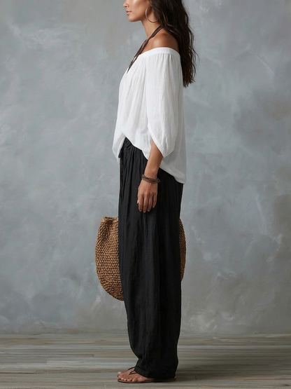 Luna | Off-Shoulder Top & Harem Trousers Co-Ord Set