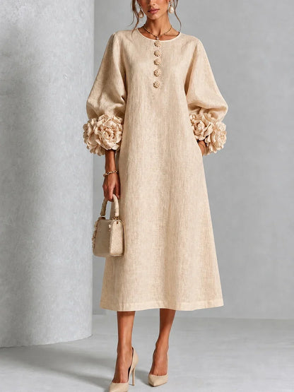Elodie | Refined Bloom Cuff Midi Dress