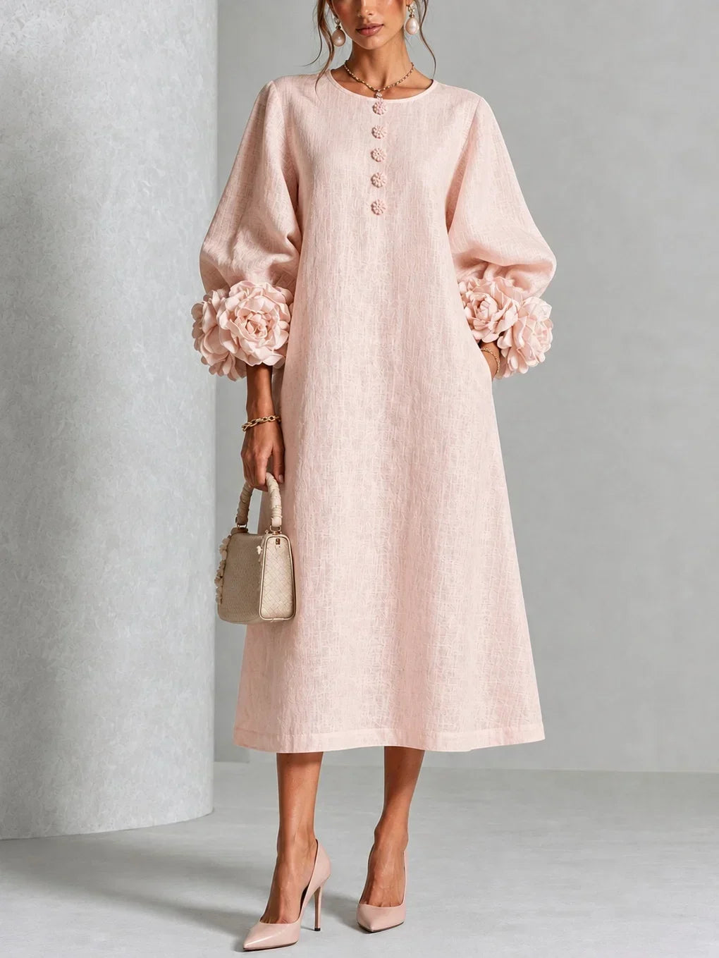 Elodie | Refined Bloom Cuff Midi Dress