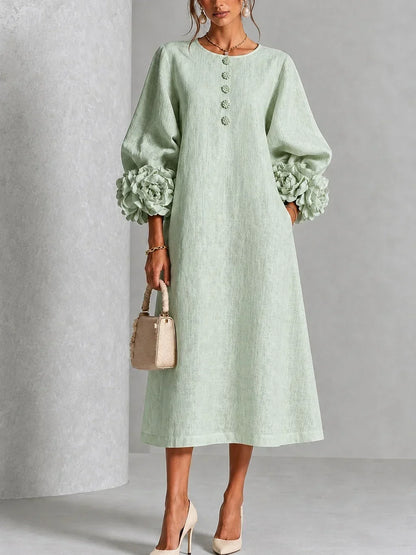 Elodie | Refined Bloom Cuff Midi Dress