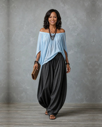Jadia | Off-Shoulder Wide-Leg Two-Piece Set