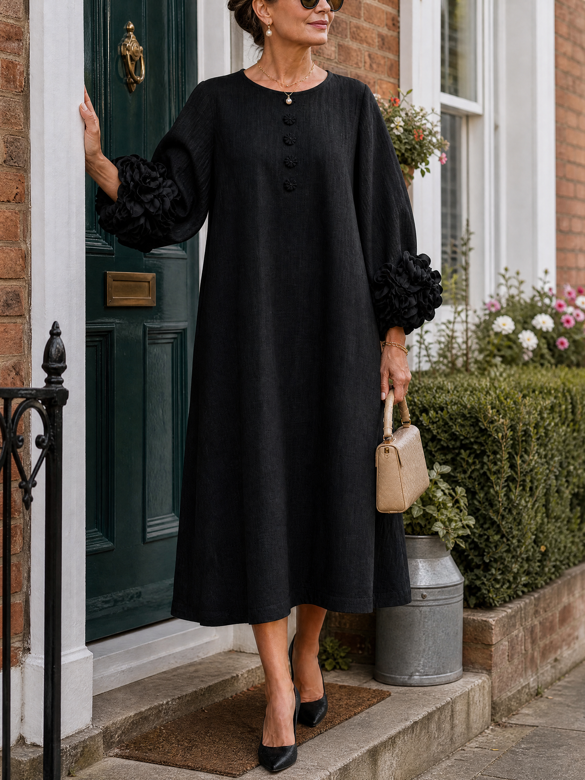 Elodie | Refined Bloom Cuff Midi Dress