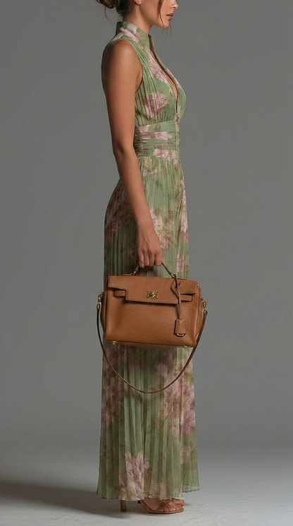 Isla™ | Pleated Floral Chiffon Jumpsuit