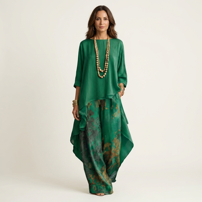 Cariola | Cotton & Silk Two-Piece Set with an Asymmetrical Tunic