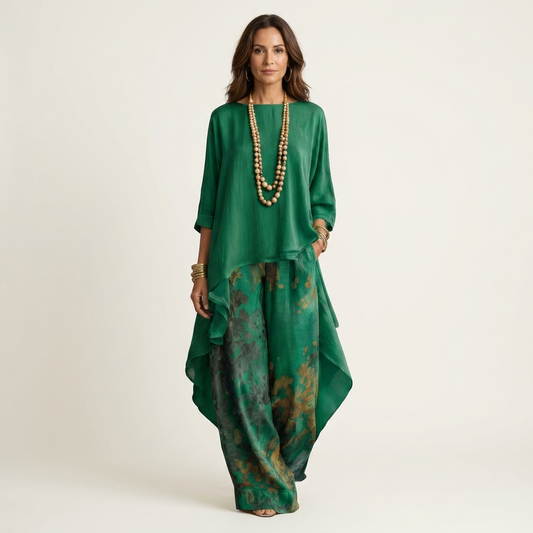 Cariola | Cotton & Silk Two-Piece Set with an Asymmetrical Tunic