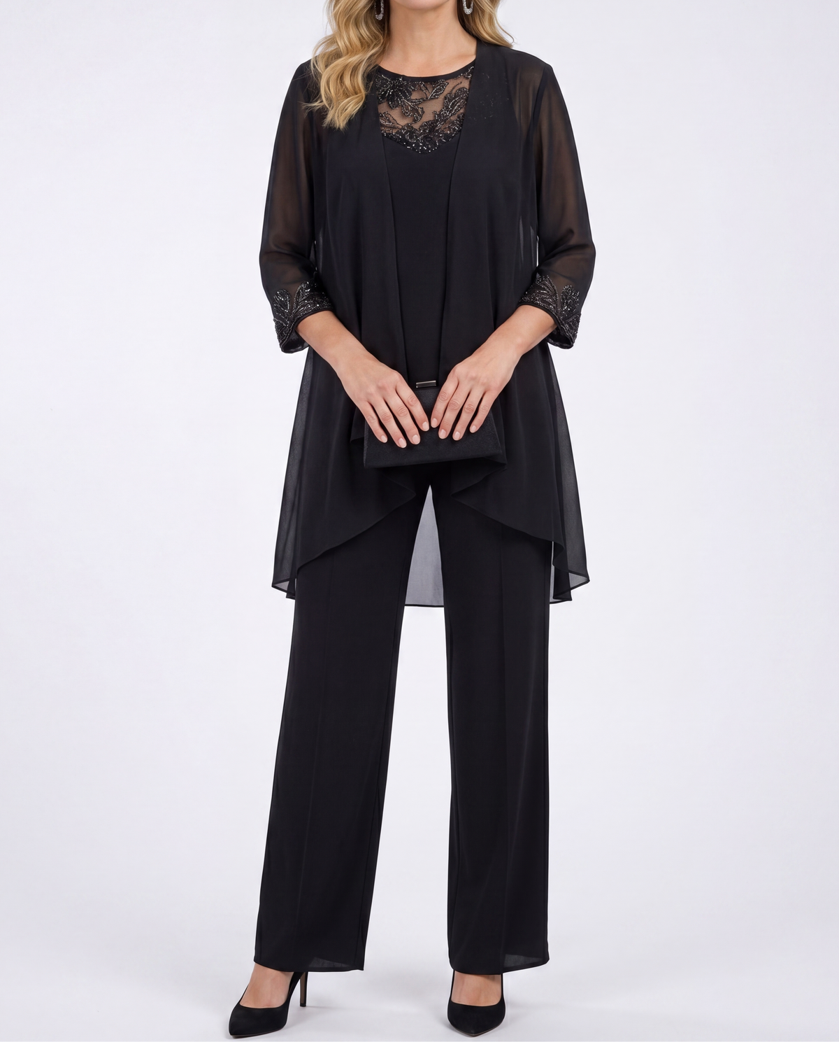 Eleanor™ | Lace-Detail Jacket & Wide-Leg Trouser Set