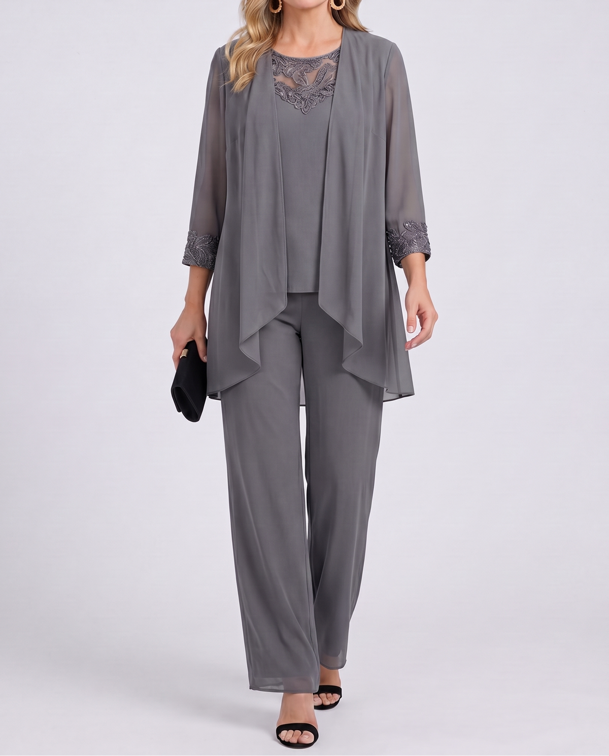Eleanor™ | Lace-Detail Jacket & Wide-Leg Trouser Set