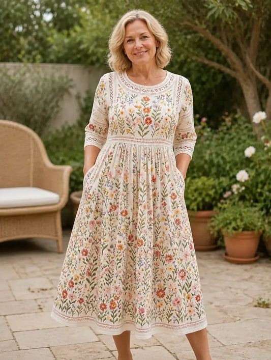 Wildflower Meadow Charm Midi Dress