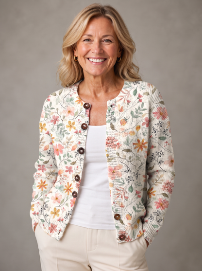Evie | Vintage Floral Knit Cardigan