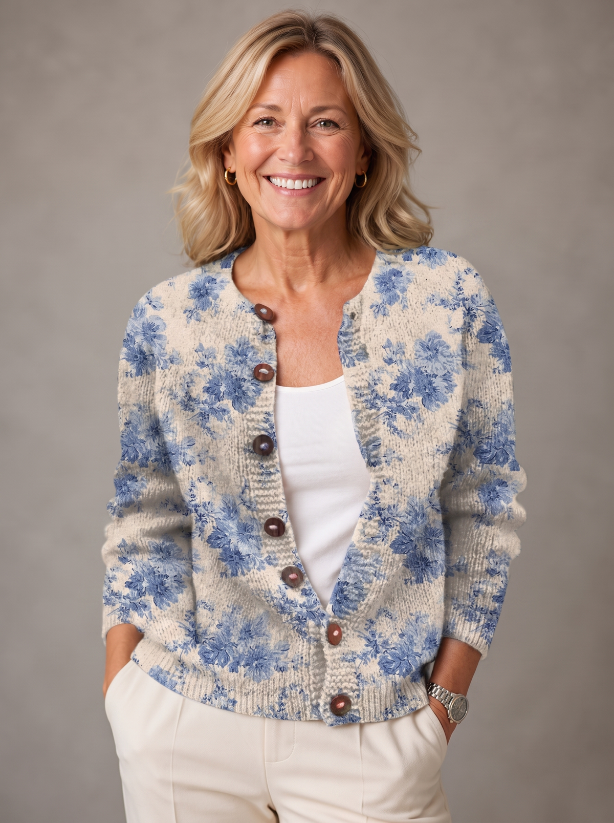 Elsie | Vintage Bloom Knit Button Cardigan