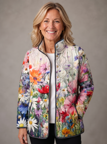 Nancy | Charming Vintage Floral Print Quilted Jacket