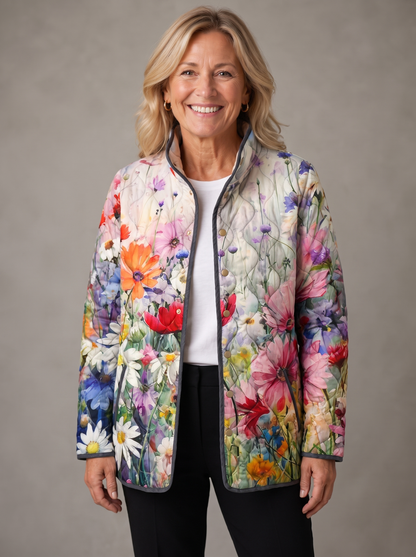 Nancy | Charming Vintage Floral Print Quilted Jacket
