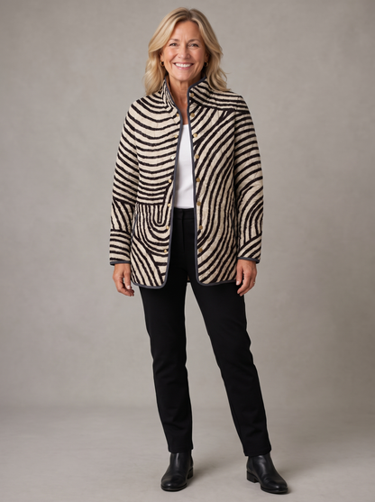 Annabelle | Abstract Wave Quilted Button Jacket