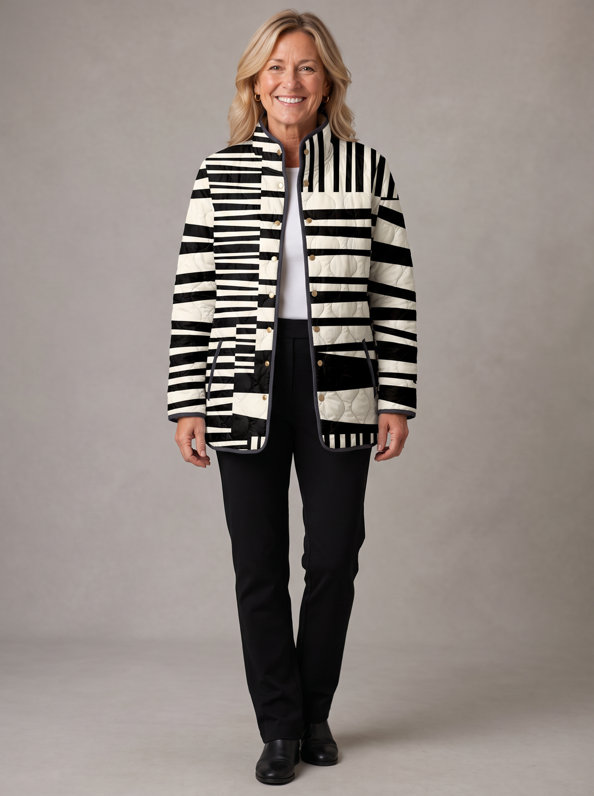 Rosalie |  Graphic Striped Quilted Jacket