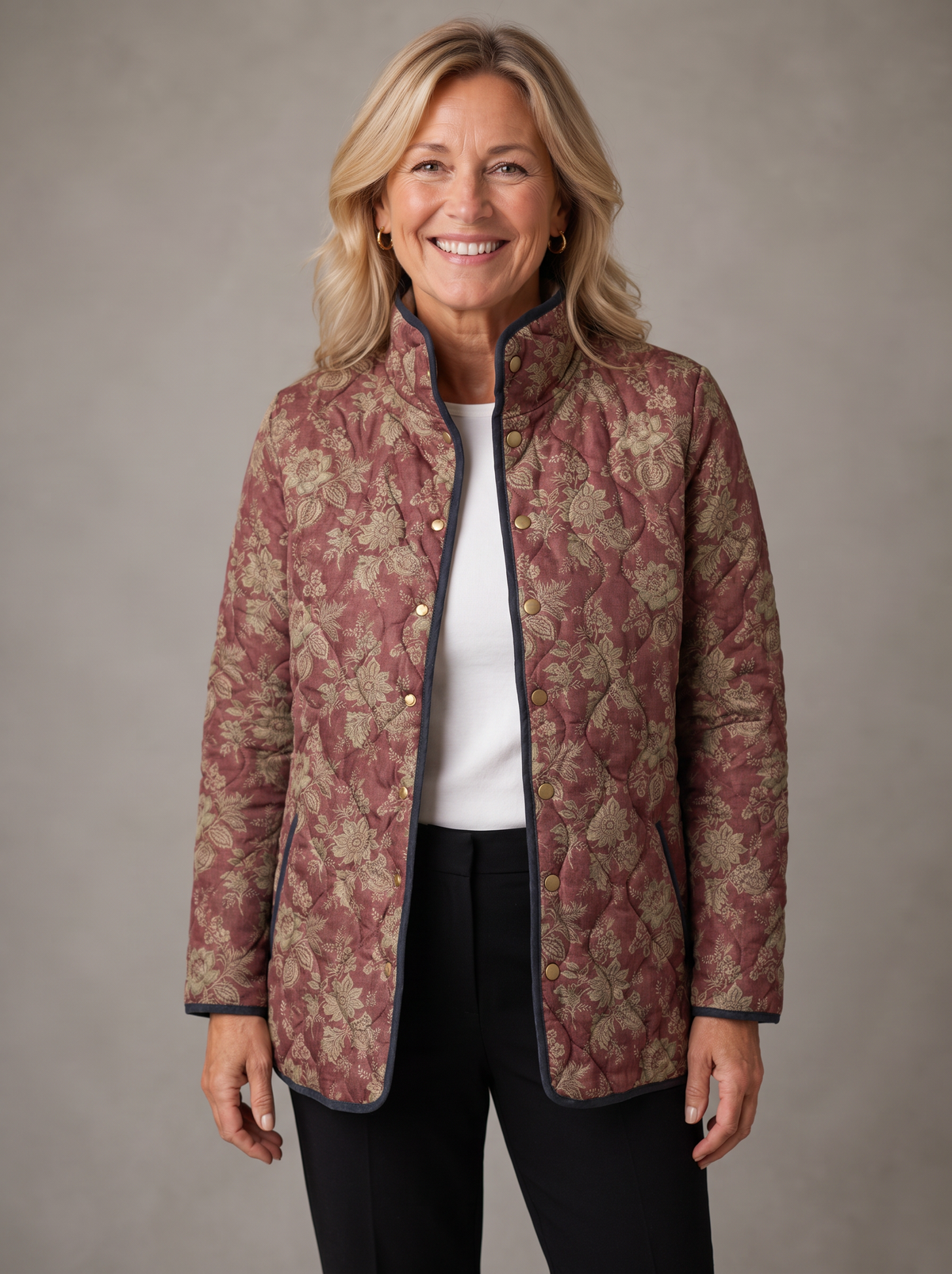 Delilah | Plum Damask Quilted Jacket