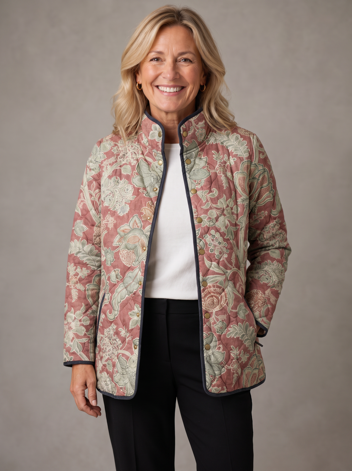 Margot | Terracotta Damask Quilted Jacket