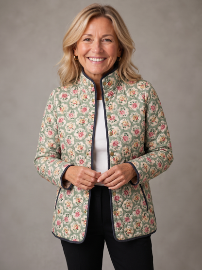 Edith | Floral Tapestry Quilted Jacket