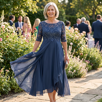 Rubi™ | Lace Bodice Chiffon Midi Dress