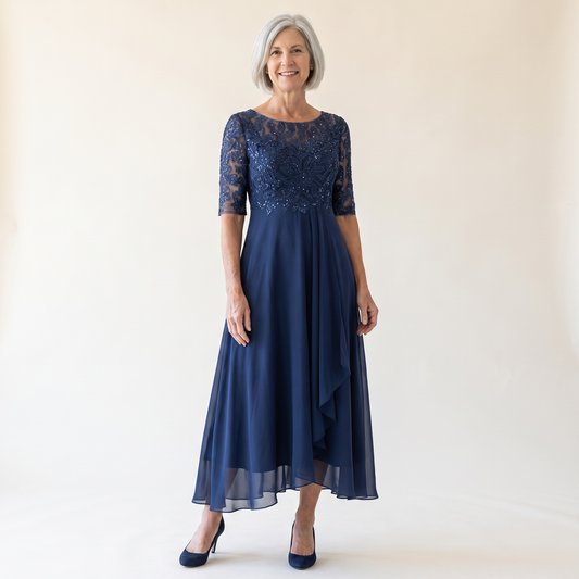 Rubi™ | Lace Bodice Chiffon Midi Dress