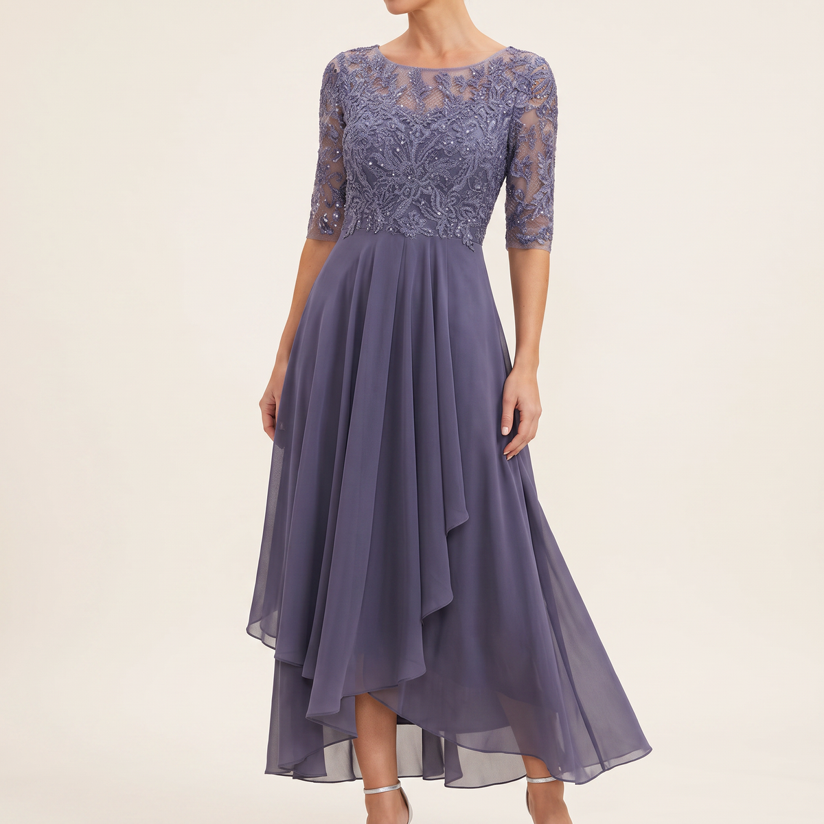 Rubi™ | Lace Bodice Chiffon Midi Dress
