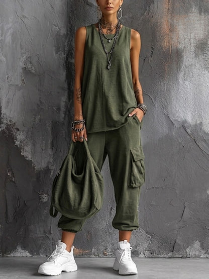 Valentina | Sleeveless Top & Cargo Trouser Set