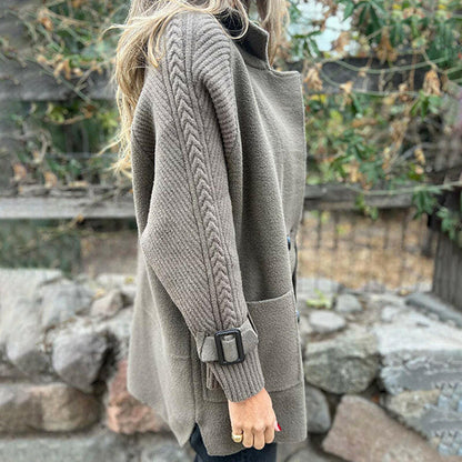 Ciara | Knit Sleeve Double-Breasted Coat